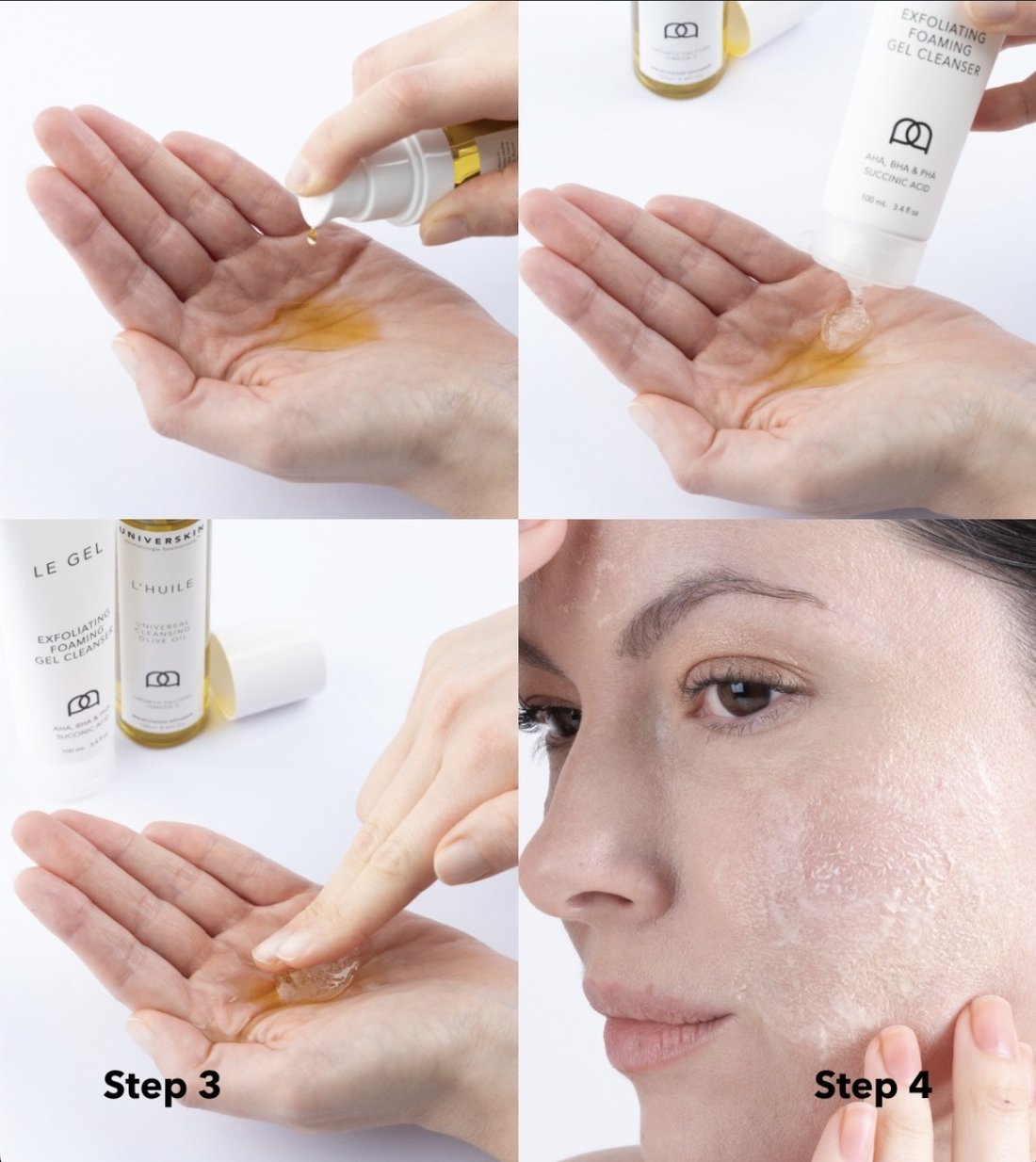 Step by step application of a Universkin serum