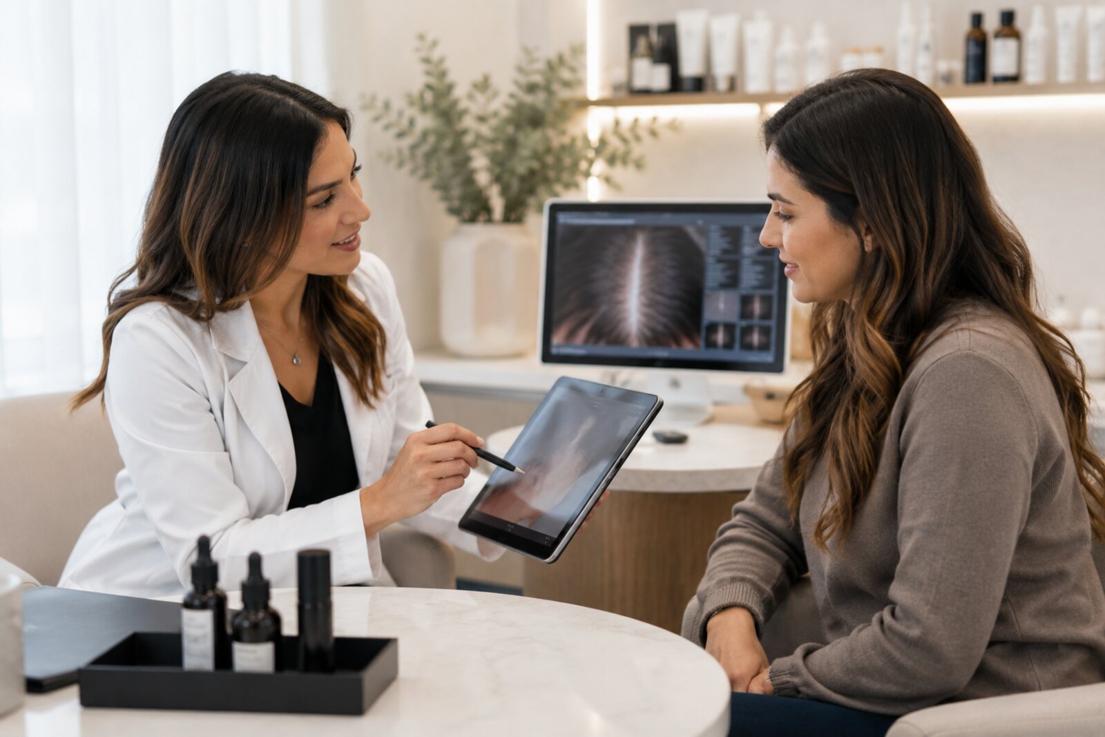 Reviewing scalp analysis results during a consultation